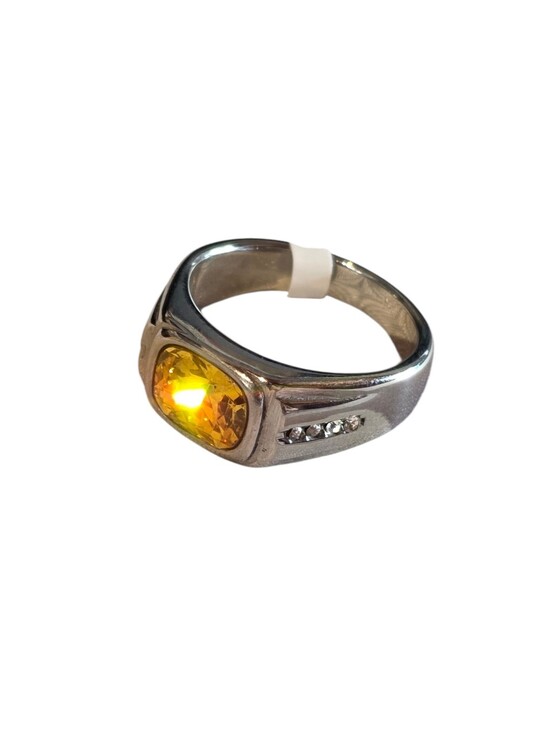 Other - New Stainless Steel Ring With Yellow Cubic Zirconia Size 12